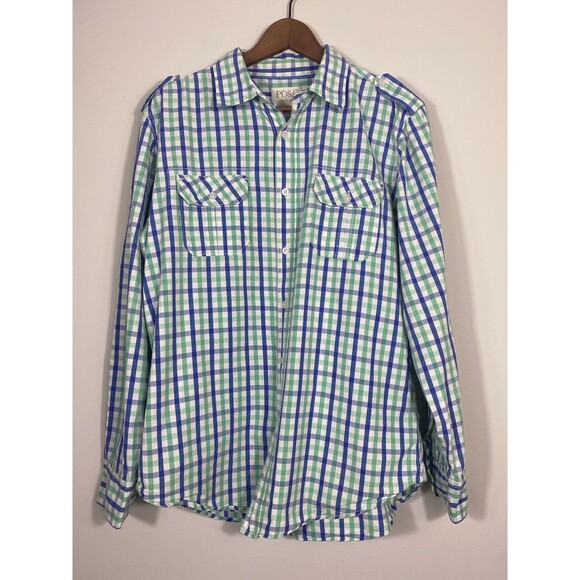 PD&C Green Blue Plaid Button Down Shirt – Size L - Picture 1 of 7
